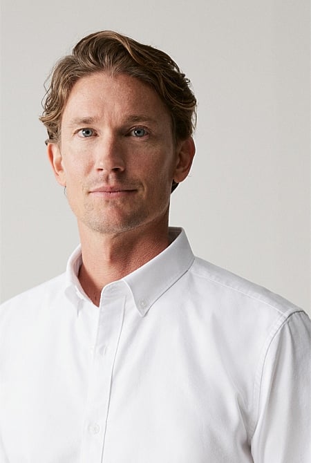 White Regular Fit Organically Grown Cotton Oxford Shirt MEN