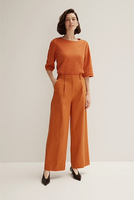 Burnt Orange Wide Leg Pant WOMEN Pants Trenery