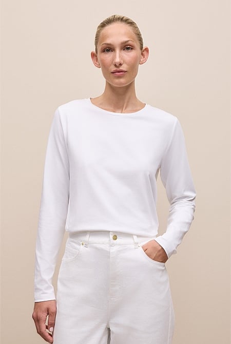 Cotton Long Sleeve Crew T-Shirt