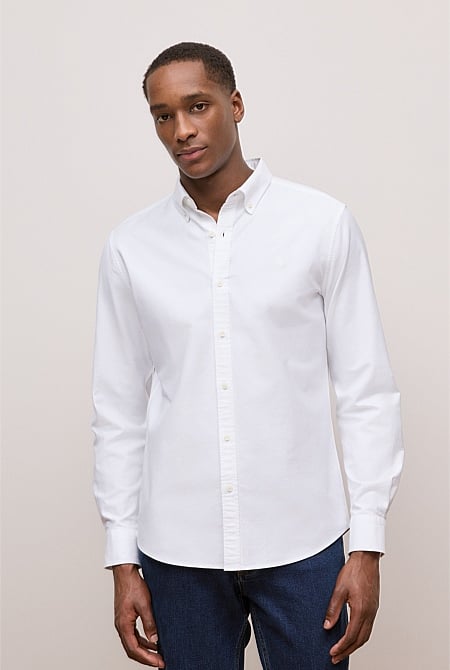 Tailored Fit Cotton Monogram Oxford Shirt