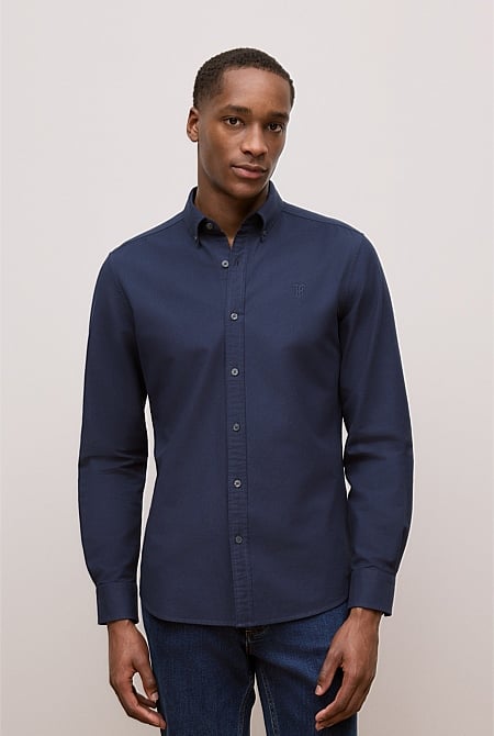 Tailored Fit Cotton Monogram Oxford Shirt