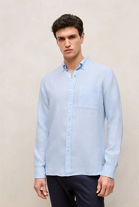 Regular Fit Delave Linen Long Sleeve Shirt