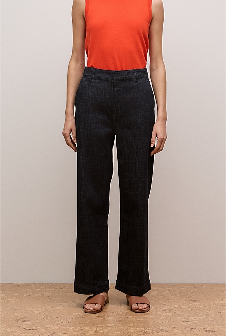 Australian Cotton Blend Denim Tailored Pant