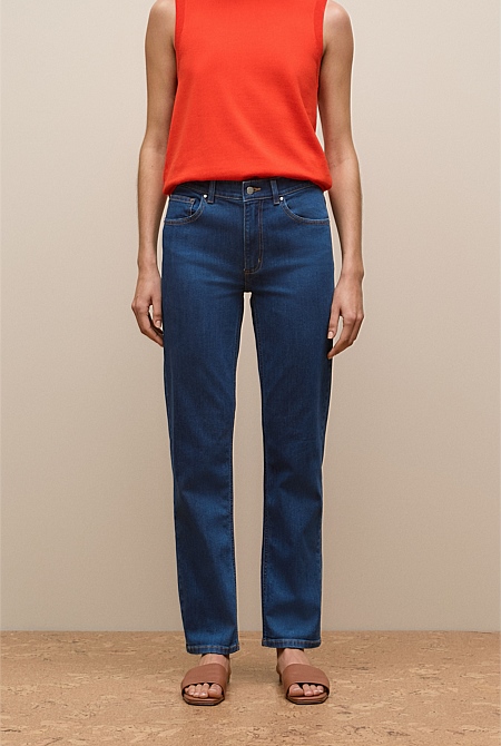 Mid Rise Straight Leg Jean