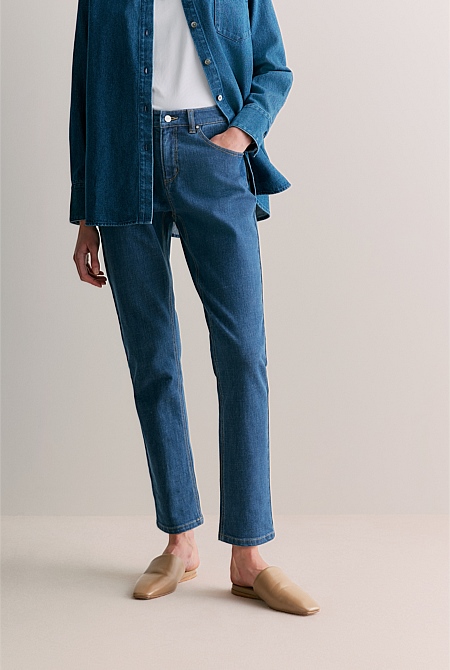 Cotton Blend Boyfriend Jean