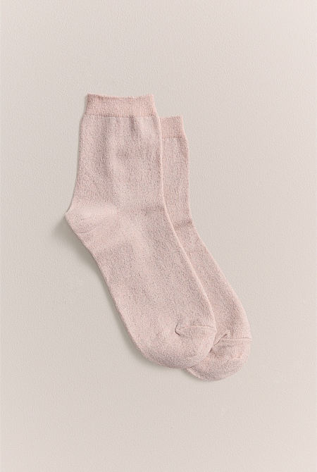 Metallic Rib Crew Sock