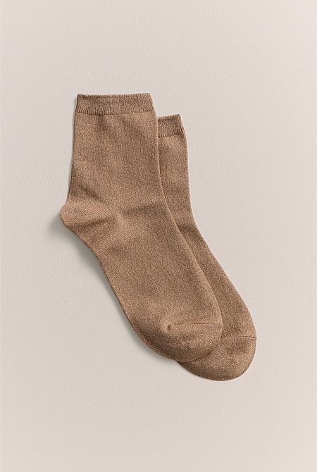 Metallic Rib Crew Sock