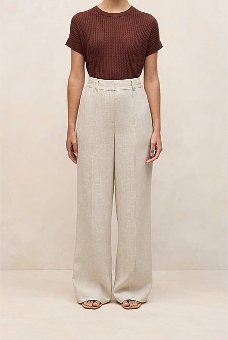 Yarn Dyed Linen Pintucked Pant