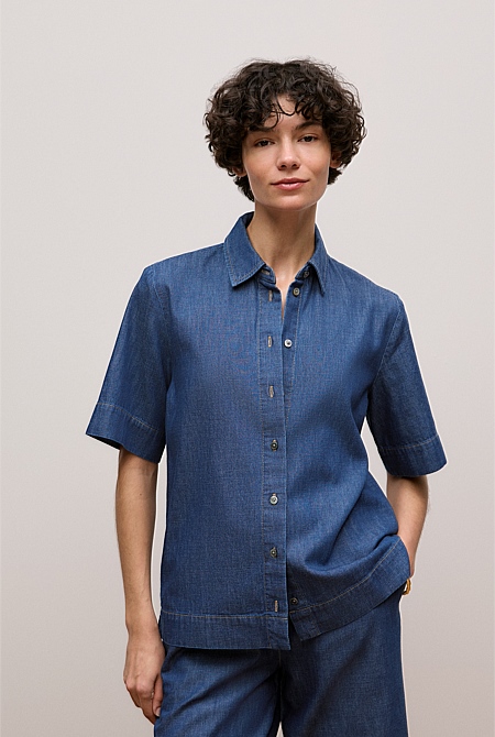 Soft Denim Short Sleeve Shirt