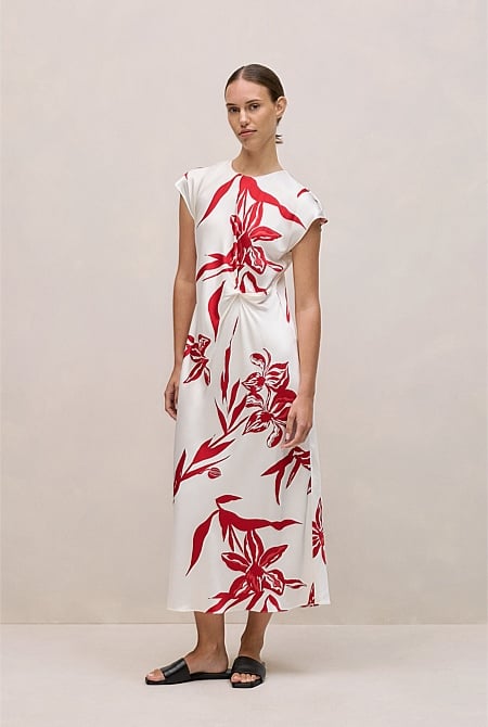 Wild Iris Twist Front Column Dress
