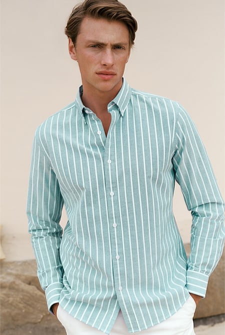 Regular Fit Yarn Dyed Stripe Oxford Shirt