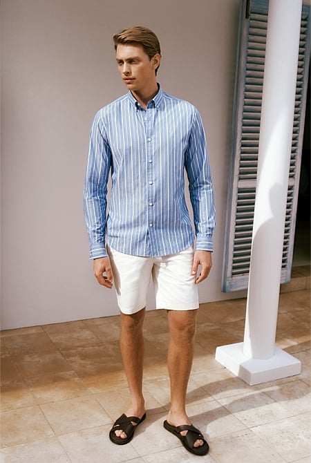 Regular Fit Poplin Stripe Long Sleeve Shirt