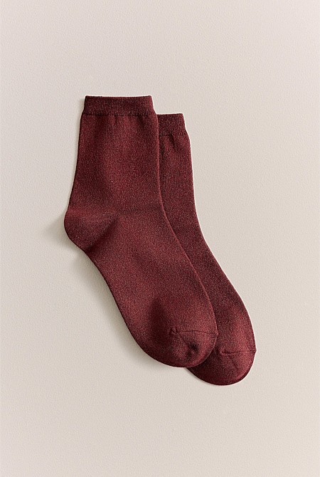 Metallic Rib Crew Sock