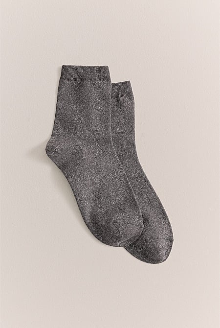 Metallic Rib Crew Sock