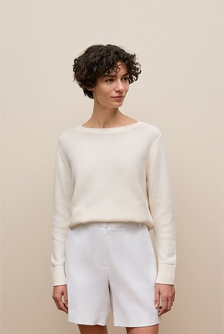 Cotton Linen Boatneck Knit