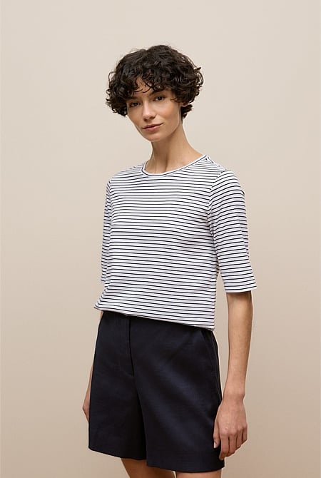 Australian Cotton Stripe Half Sleeve T-shirt