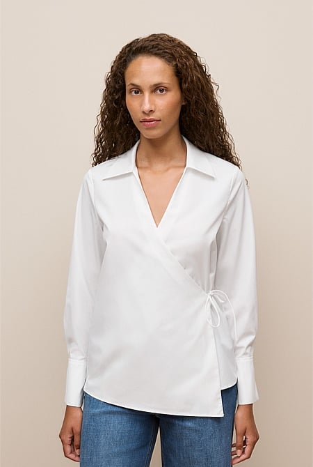 Cotton Poplin Wrap Shirt