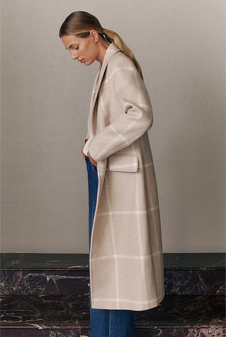 Italian Wool Blend Check Coat