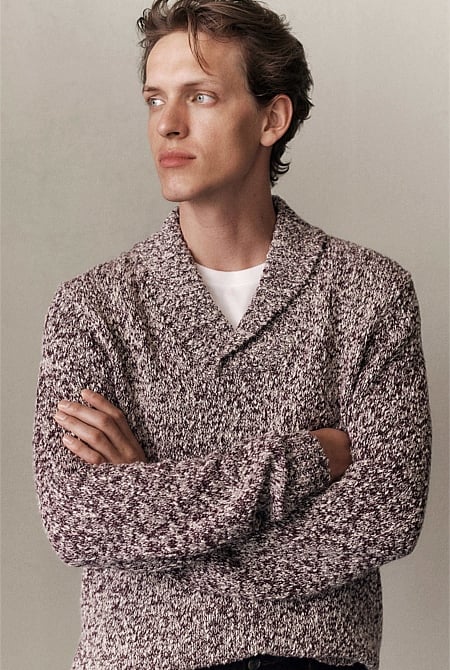 Textured Shawl Collar Knit