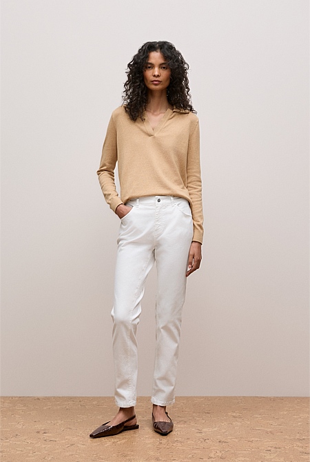 Cotton Blend Boyfriend Jean