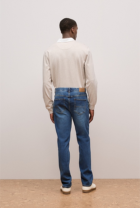 Relaxed Fit Mid Wash Jean