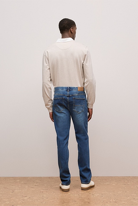Relaxed Fit Mid Wash Jean