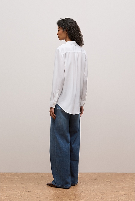 Silk Concealed Placket Shirt