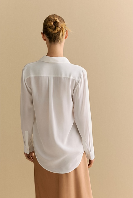 Silk Concealed Placket Shirt