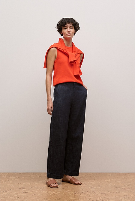 Australian Cotton Blend Denim Tailored Pant