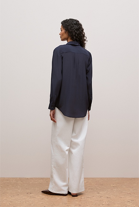 Silk Concealed Placket Shirt