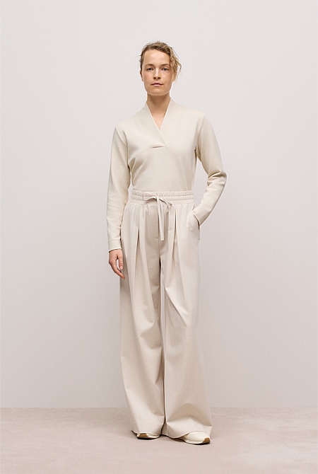Ponte Drawcord Wide Leg Pant