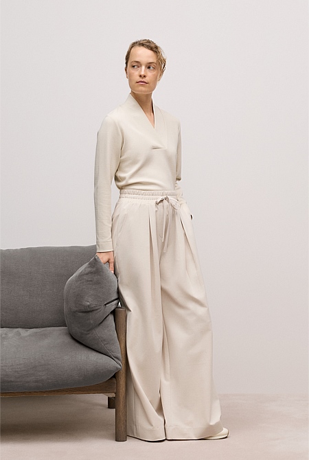 Ponte Drawcord Wide Leg Pant