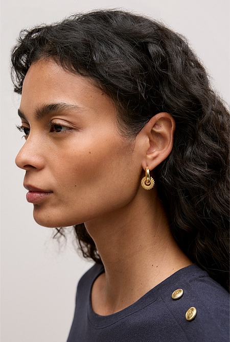 Rava Drop Hoop Earrings
