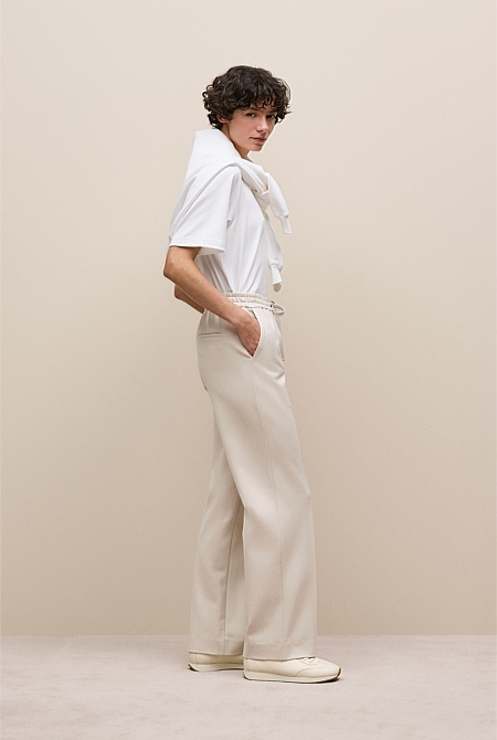 Ponte Pintucked Wide Leg Pant