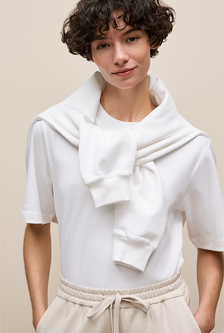 Ponte Pintucked Wide Leg Pant
