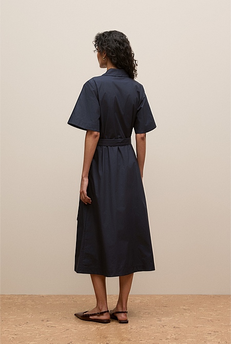 Cotton Poplin Belted Popover Dress