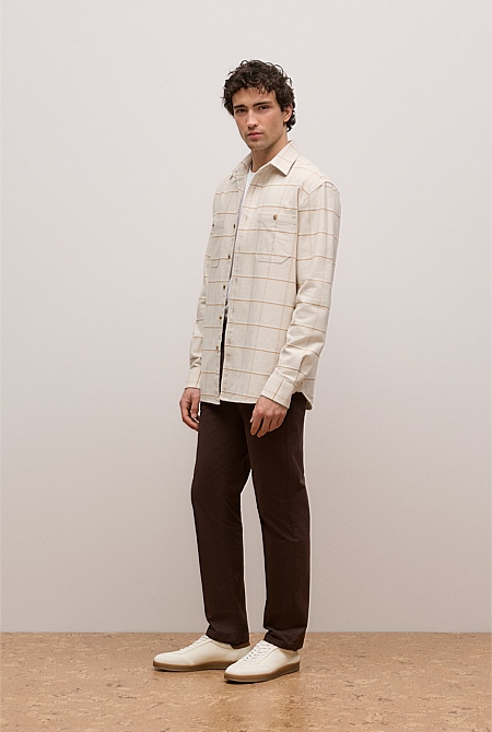 Brushed Cotton Windowpane Overshirt