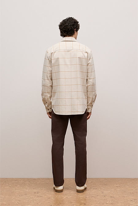 Brushed Cotton Windowpane Overshirt