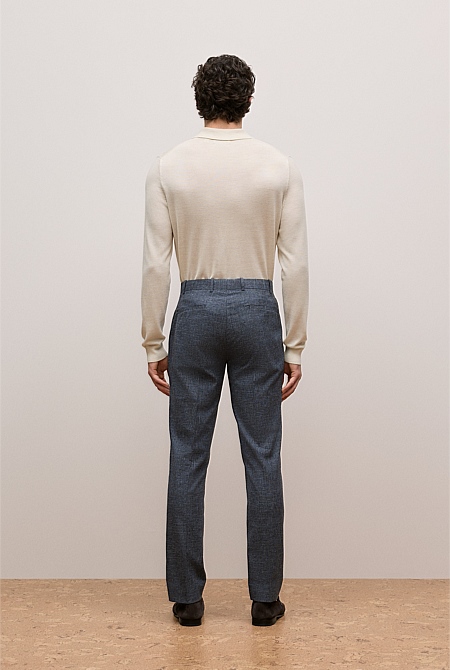 Cotton Wool Blend Straight Leg Trouser