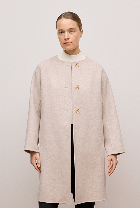 Brushed Wool Silk Scarf Coat