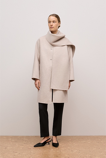 Brushed Wool Silk Scarf Coat