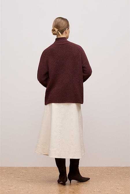 Alpaca Merino Blend Relaxed Mock Neck