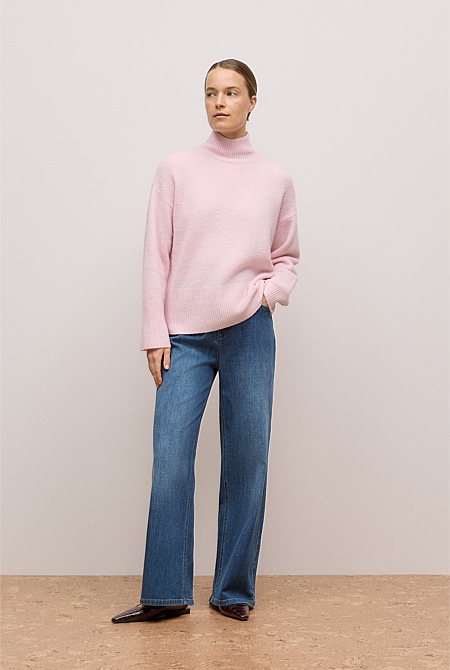 Alpaca Merino Blend Relaxed Mock Neck