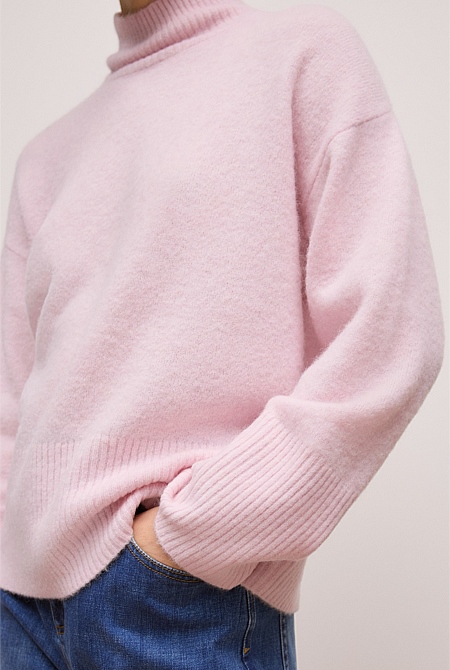 Alpaca Merino Blend Relaxed Mock Neck