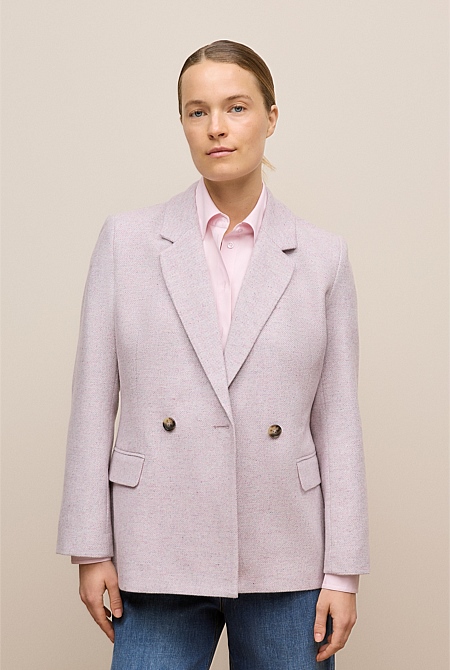 Italian Wool Blend Double Breasted Blazer