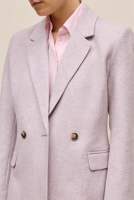 Italian Wool Blend Double Breasted Blazer