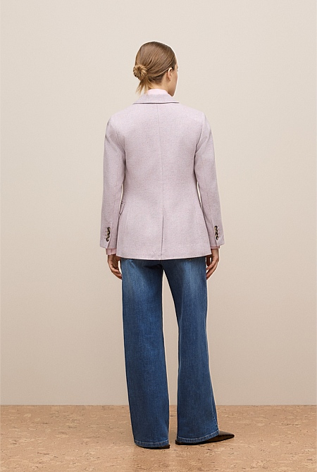 Italian Wool Blend Double Breasted Blazer