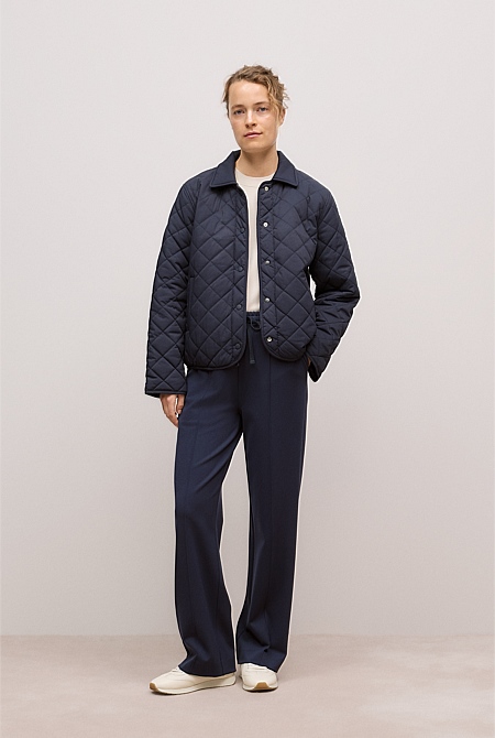 Ponte Pintucked Wide Leg Pant