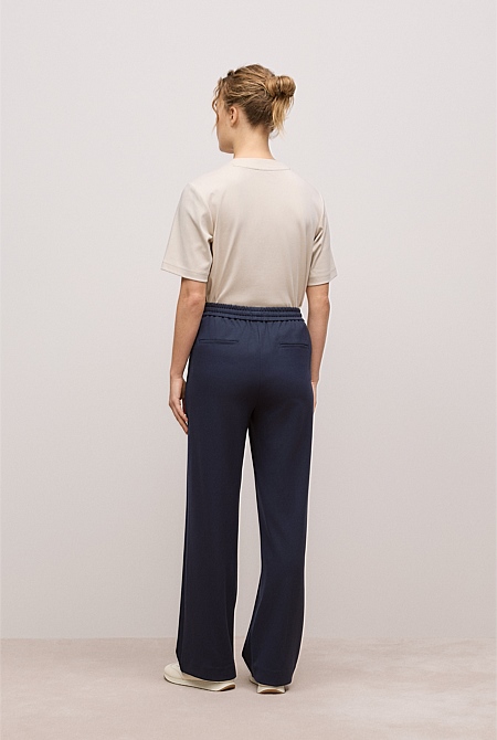 Ponte Pintucked Wide Leg Pant