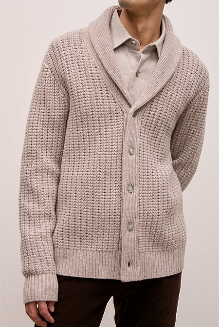 Merino Textured Shawl Cardigan